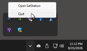Orbita system tray icon with Open Orbita and Quit menu options